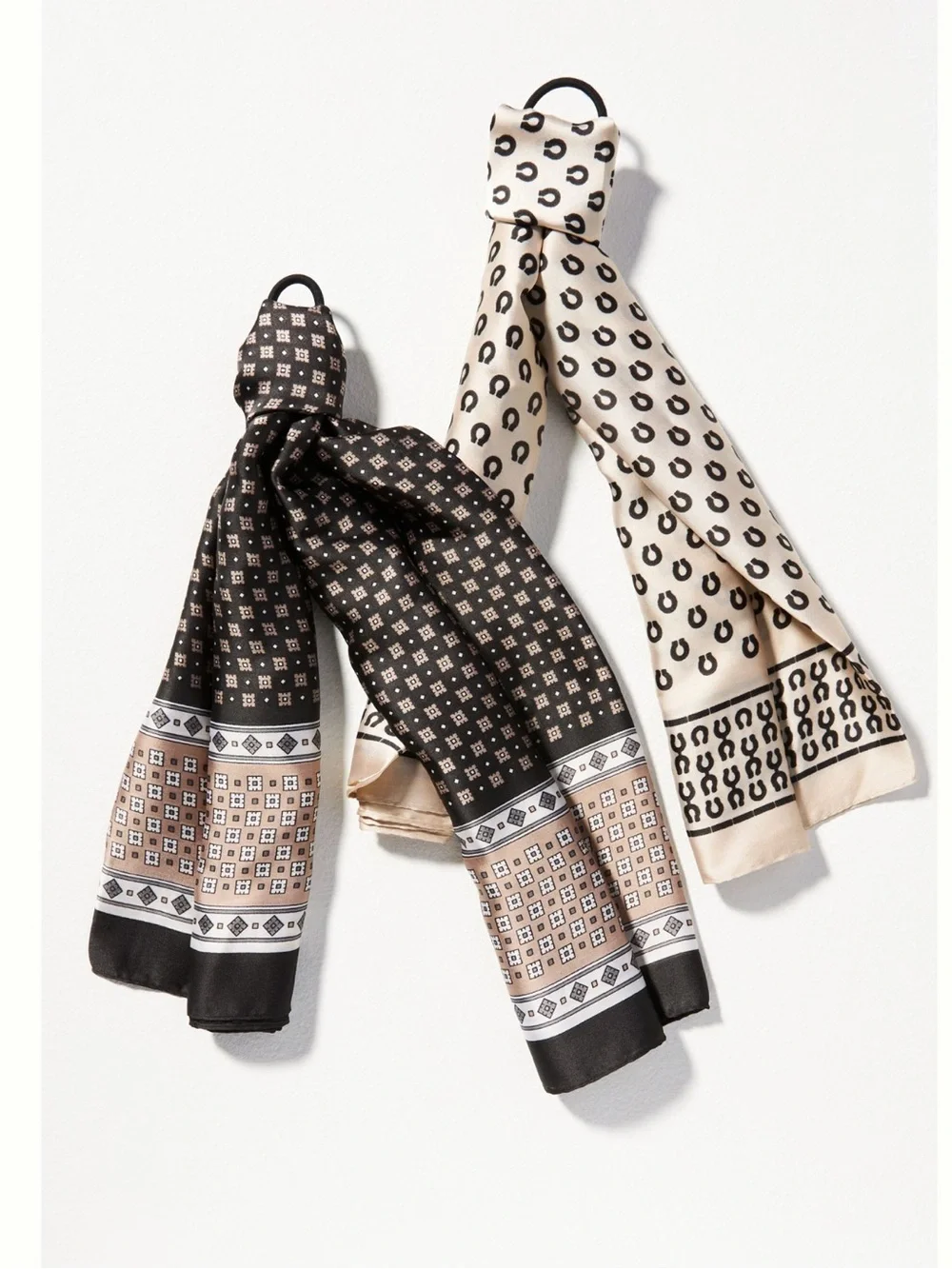 Anthropologie Silky Hair Scarf Set of 2 Hair Scarves New Black Brown